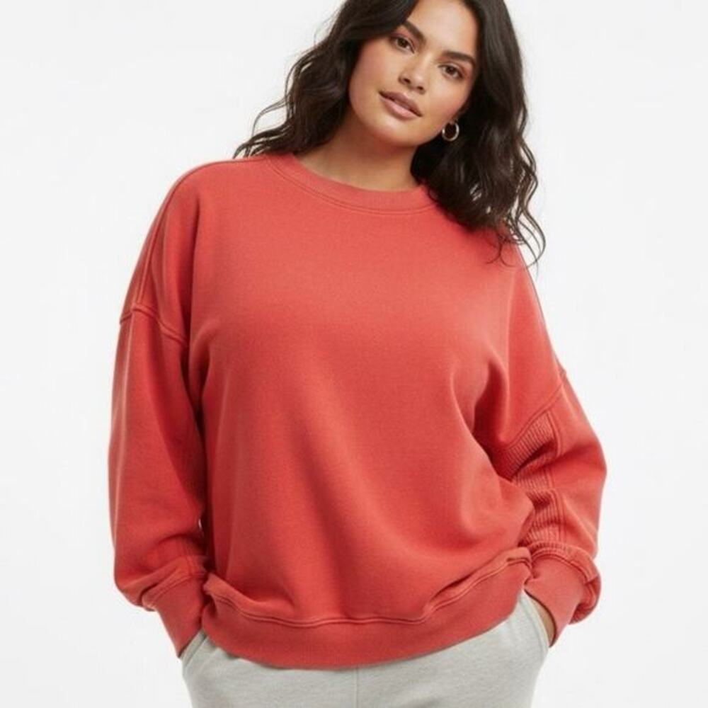 Aerie Getaway Sweatshirt Womens L Bright Red Oversized Cozy Cool Girl‎ Lounge